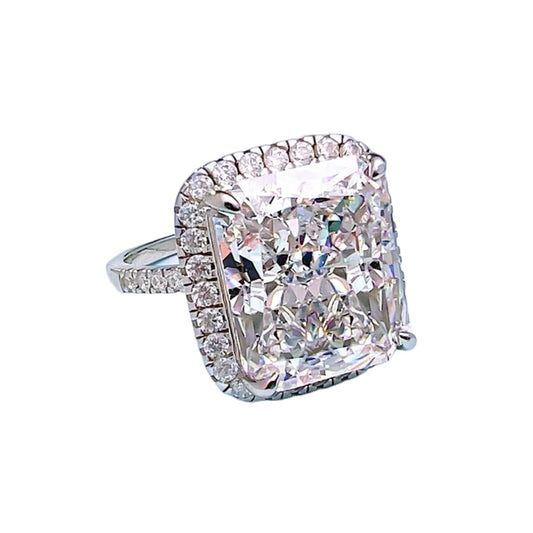 Radiant Luxury Diamond Halo Fancy Solitaire Ring 12ct