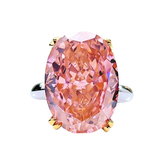 Oval Crushed Ice Fancy Deep Pink Diamond Solitaire Ring 17ct