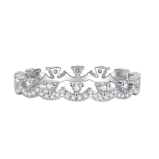 Round Brilliant Diamond Full Row Lace Accent Stackable Ring