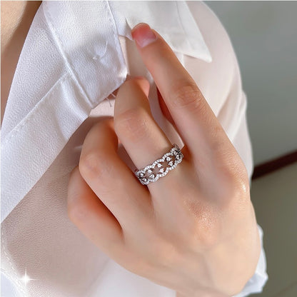 Round Brilliant Diamond Full Row Lace Accent Stackable Ring