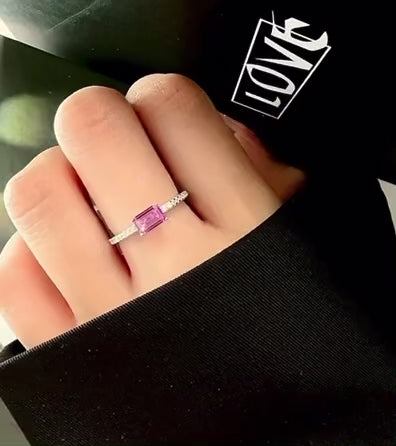 Emerald Cut Fancy Pink Diamond Fancy Solitaire Stackable Ring 0.8ct